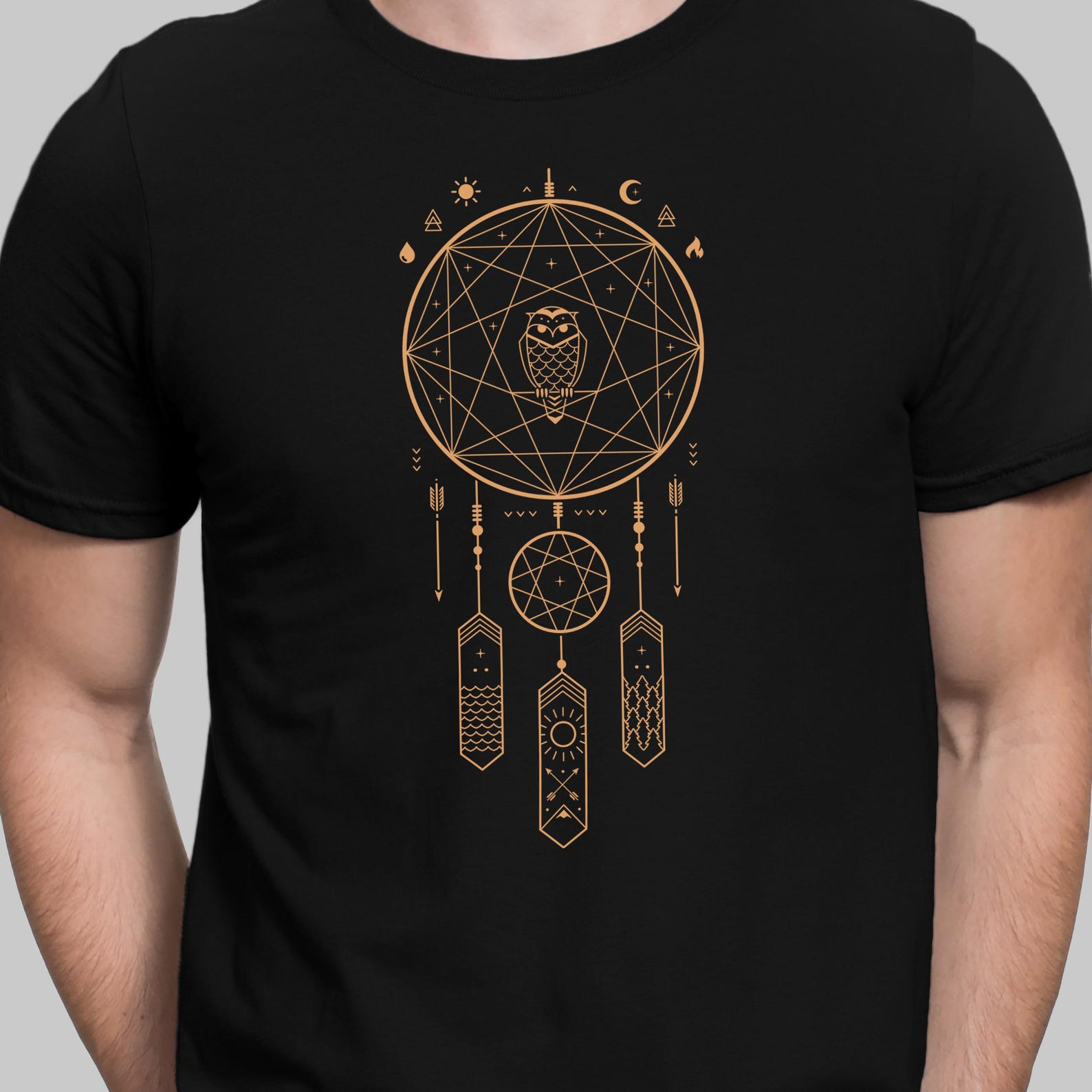 Dream Catcher Geometric T Shirt Nature Owl T-shirt Spiritual Dreamcatcher Unisex Shirt 3XL