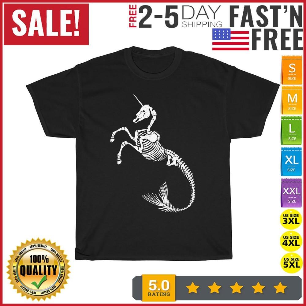 Unicorn Mermaid Skeleton Vintage T Shirt Men Fashion 2023 Women T Shirt Short
