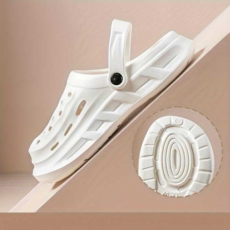 Solid Color Trendy Slippers, Soft Sole Platform Closed Toe Two-way Wear Garden Slippers, Non-slip Summer Beach Slides