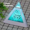 Table Clocks Triangled 7 Colors Changing LED Temperature Week Display Digital Alarm Clock Table Decor Clocks Room Bedside Clock