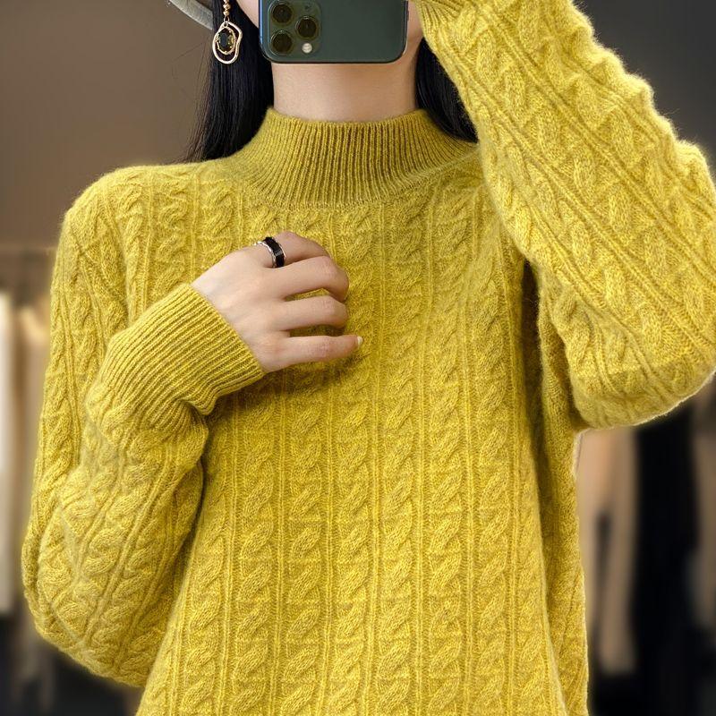 

Свитер с узором «перекрученный воротник», повседневный свитер с длинным рукавом, женская одежда S