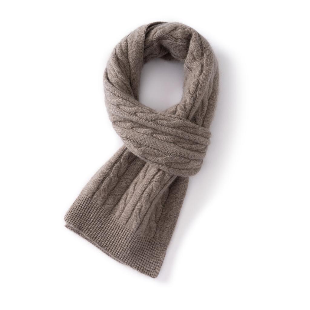 Women's 100% Cashmere Cable Knit Scarf Solid Color Windproof Neck & Face Protection Soft Scarf Outdoor Skateboarding And Hiking