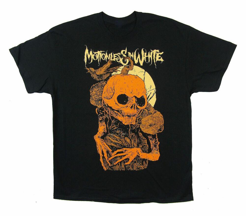 SALE MOTIONLESS IN WHITE PUMPKIN T-shirt Black Cotton Unisex All Sizes Unisex T-Shirt XXXXL