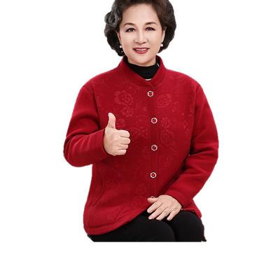 Women's Winter Cardigan: Warm Plus Velvet Coat for Middle-aged and Elderly, Perfect for Autumn and Winter.