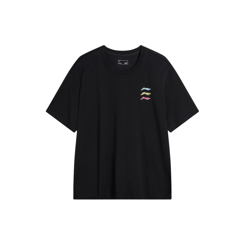 Li-Ning Cool Tea Quick-Dry Casual Sports T-Shirt With Logo Print And Drop-Shoulder Sleeves Men Tops Black AHSU709-1
