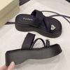 Popular Thick-soled Small Man Height-increasing Rhinestone Sandals Women's Outer Wear 2025 Summer New Fashion Cover Toe Cool Slippers