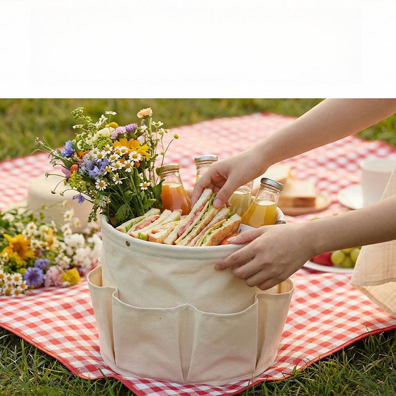 New Portable Picnic Basket for Outdoor Camping Beach Travel Tote Bag Waterproof Storage Organizer for Picnic Gear