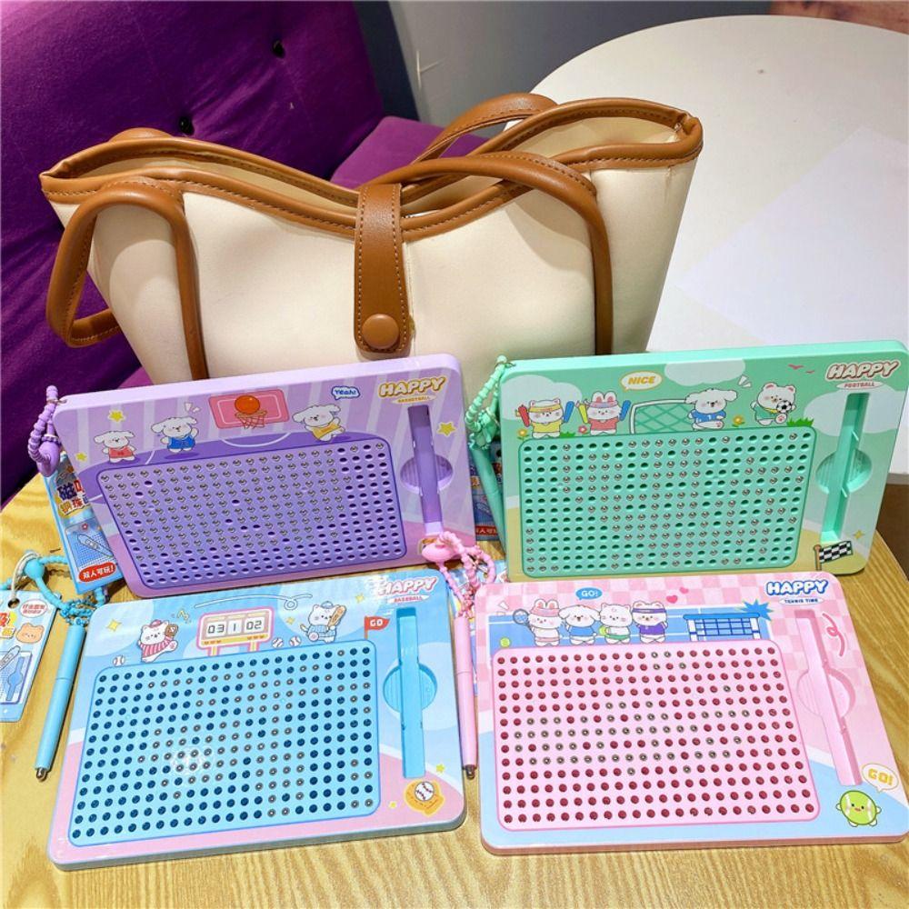 Puzzle Steel Ball Drawing Board Magnetic Toy Writing Pad Bag Pendant  for Backpack