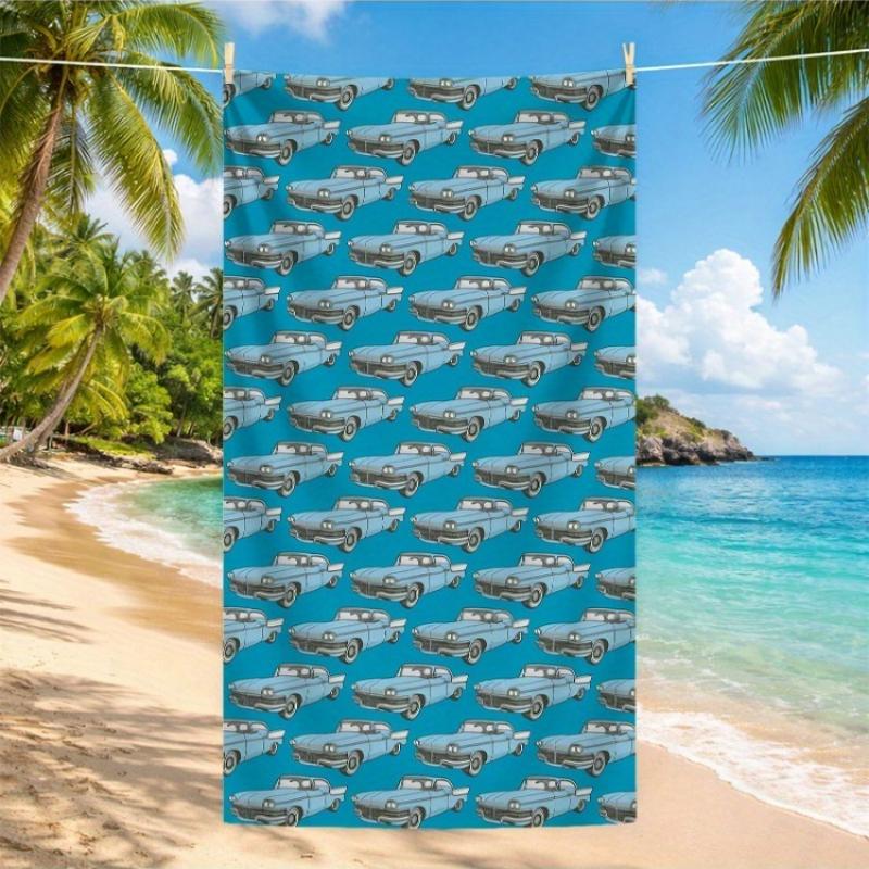 

1pc Vintage Car Pattern Beach Towel, High Absorbent,Quick Dry,Soft Lightweight, Perfect for Hiking,Picnics,Microfiber Bath Towel W40*H60(CM)