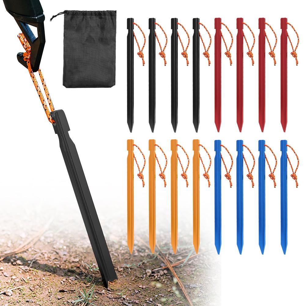 16Pcs Tent Pegs 18cm Camping Stakes Aluminum Alloy Metal Tent Spikes Outdoor Tent Nails for Outdoor Camping Canopy