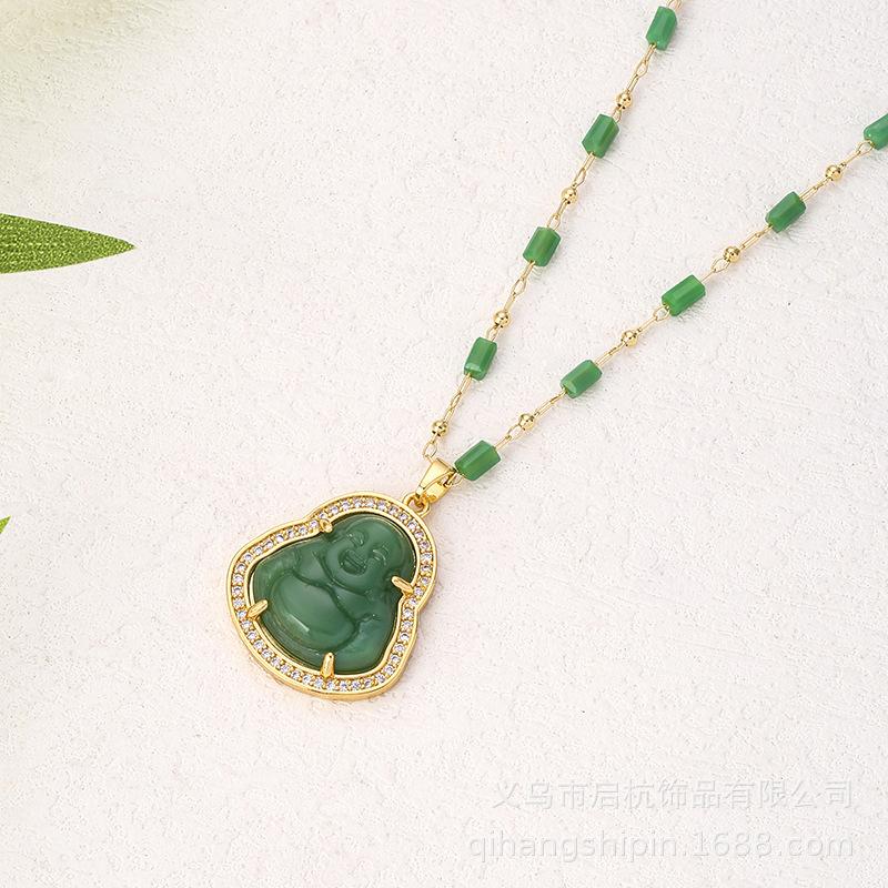 Maitreya Buddha Necklace Retro Court Ethnic Style National Tide Men'S And Women'S Accessories