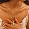 Bohemian Gold Color Starfish Shell Pendant Necklace For Women Beach Choker Pearl Chains Neck Summer Party Jewelry Gift