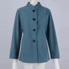 Manteau d'hiver en laine à manches longues pour femme, coupe décontractée, coupe ajustée, revers, fausse poche, cardigan à boutons