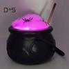 Halloween Witch Cauldron Set DIY Plastic Black Pot with Artificial Spiders Light Up Bubble Witch Cauldron for Halloween Kitchen Table Decor
