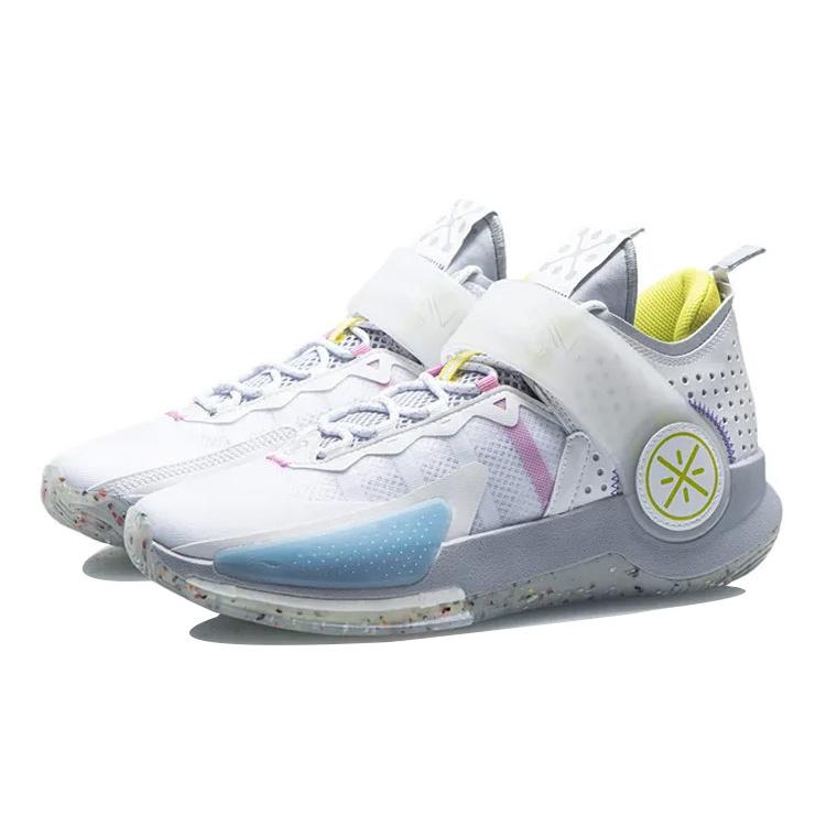 Li Ning Wade Fission 7 Basketball Shoes Men's Mid Top Standard White/Dawn Gray ABPR025-2