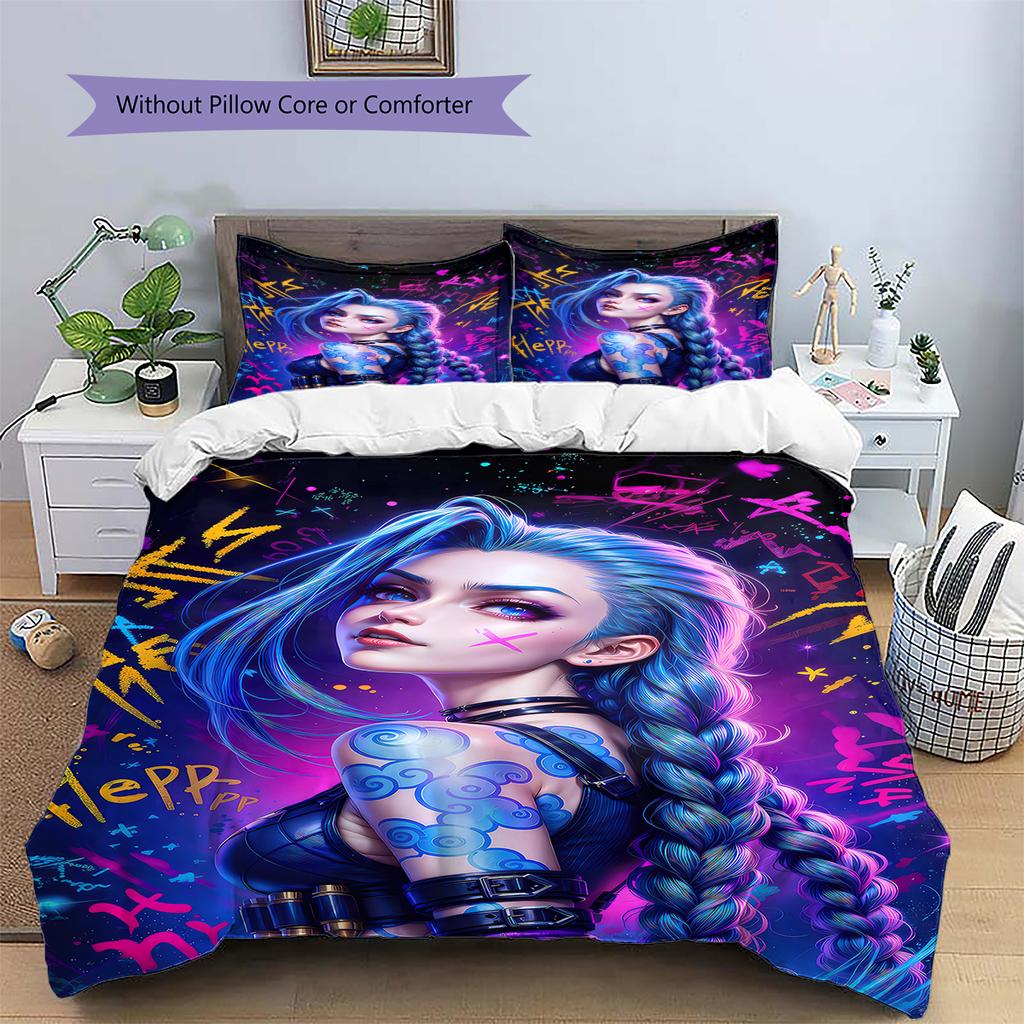 Jinx Pattern Bedding,Quilt Set Quilt Cover Pillowcase Home Birthday Gift (1 * Duvet Cover + 2 * Pillowcase, Without Core)