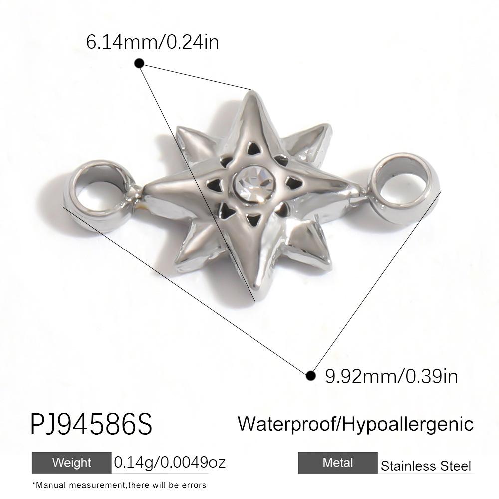 Waterproof Hypoallergenic DIY Jewelry 18K PVD Gold Plated Stainless Steel CZ Star Moon Heart Bow  Charms Pendants Bulk