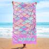Custom Mermaid Beach Towel Personalized Name Sophia 160x80cm Microfiber Bath Towels All Season Soft Absorbent Blanket