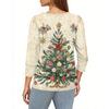 Women's Fashion Casual 3/4 Christmas Print Color Shirt Women's Round Neck Tops