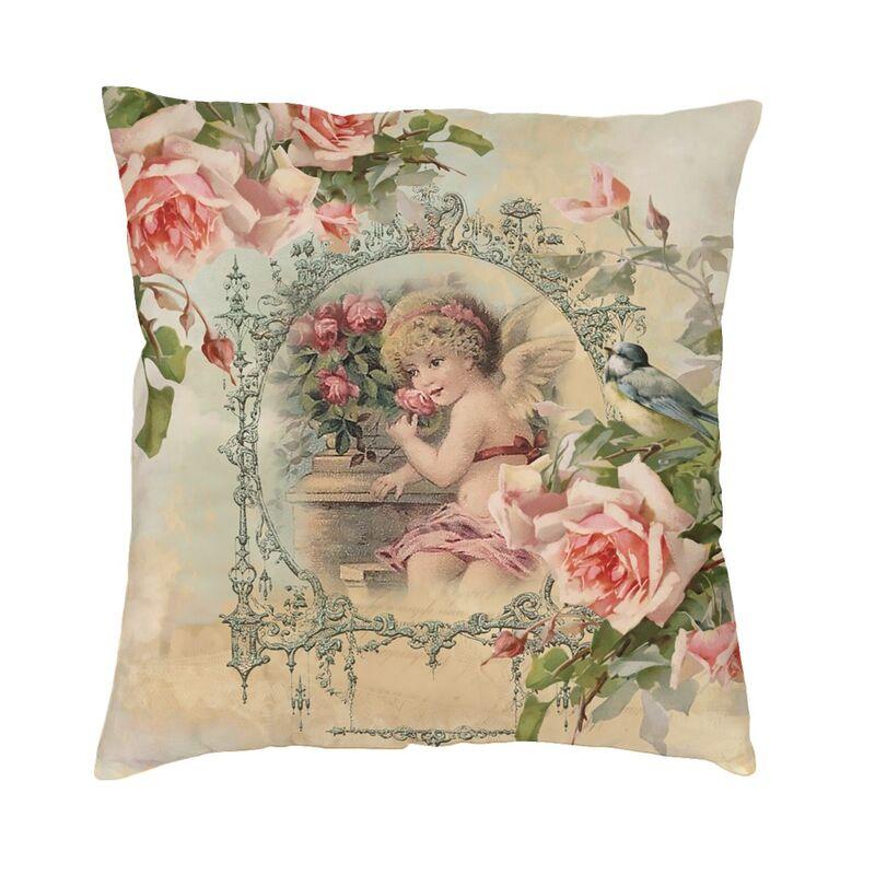 Victorian Angel Square Pillow Cover Home Decorative Vintage Angel Cushion Cover Throw Pillow For Sofa Double-Sided Printing
