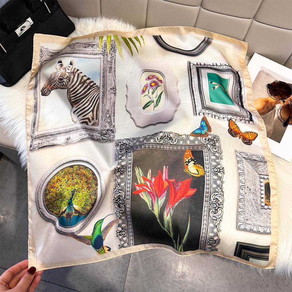 Fashion Square Fashion Foreign Style Small Silk Scarf Women'S Headband Decorative Scarf Dual-Purpose Small Square Scarf New Scarf