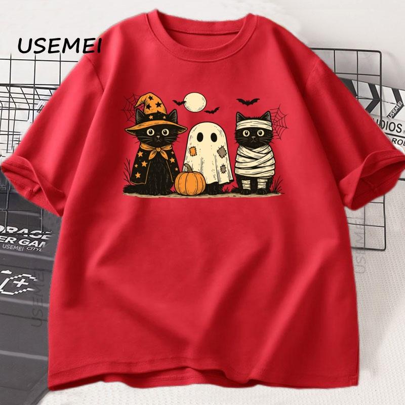 Black Cat Pumpkin Tshirt Ghots Gothic Fall Cat Mama T Shirt Halloween Spooky Season Pritned Tshirt Unisex Cotton Short Sleeve S