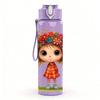 1PC Flower Wreath Girl Cartoon Print 750ml Color Plastic Sports Water Bottle Leakproof Flip Straw Lid Suitable for Sports Office Home Use
