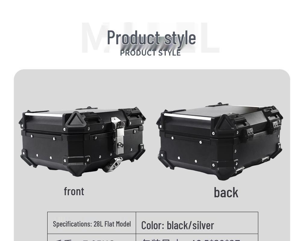 Quick Release Aluminum Motorcycle Tail Box - Available In 28L To 100L Capacities