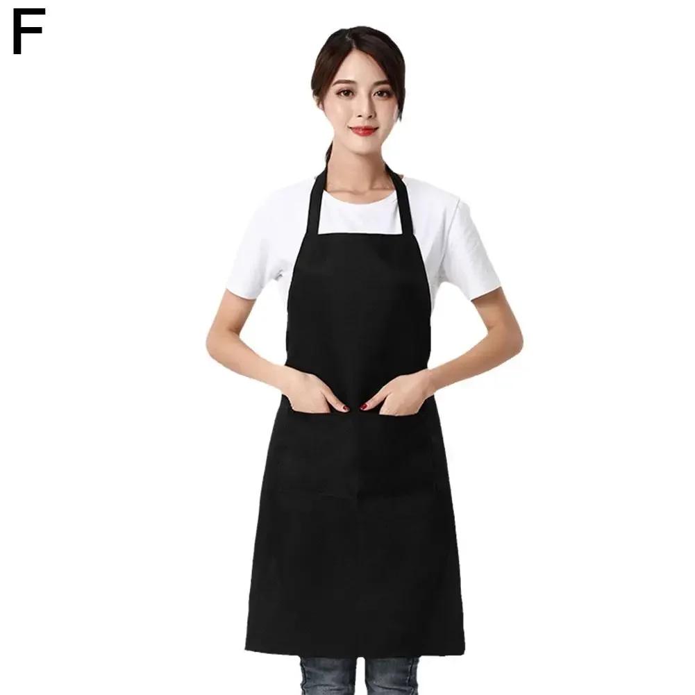 Adjustable Cooking Apron Unisex Waterproof Dust-proof Waiter Hairdresser Apron Chef Dirt-resistant Solid Sleeveless Apron Pocket