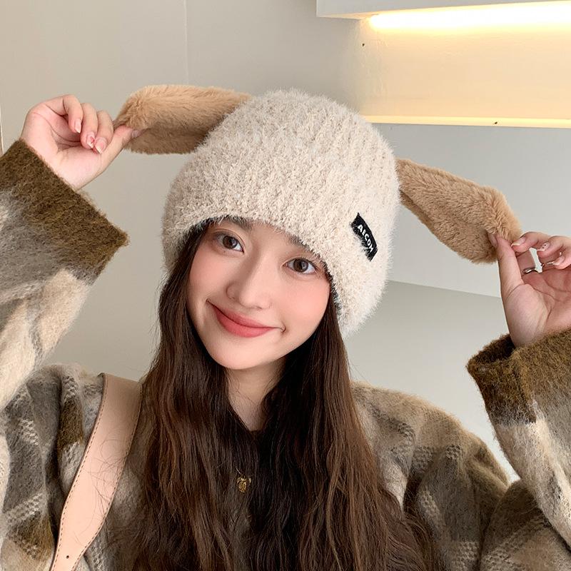 Japanese Label Thickened Knitted Hat for Women In Autumn and Winter Outdoor Warm Pullover Cold Hat with Personality and Versatile Woolen Hat for Men