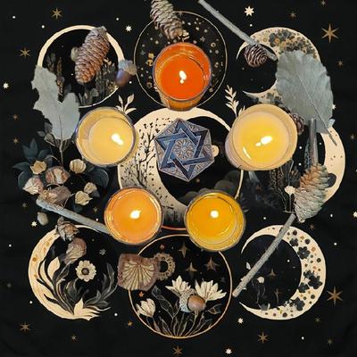 Moon Flower Astrology Tablecloth Altars Cloth Square Divinations Card Table Cloth Witchcrafts Deck Cloth Enduring