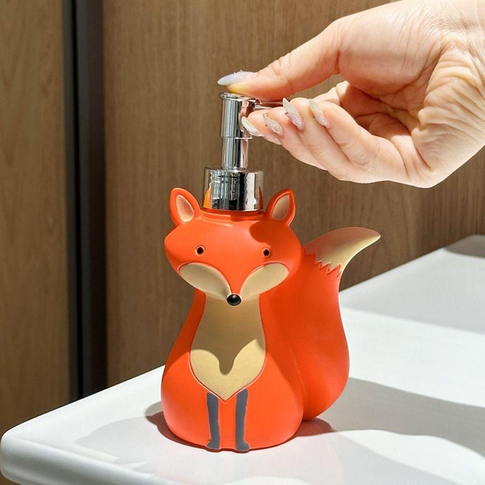 Resin Refillable Bottle Fox Shape Refillable Container Cute Soap Dispenser Bottle Bathroom