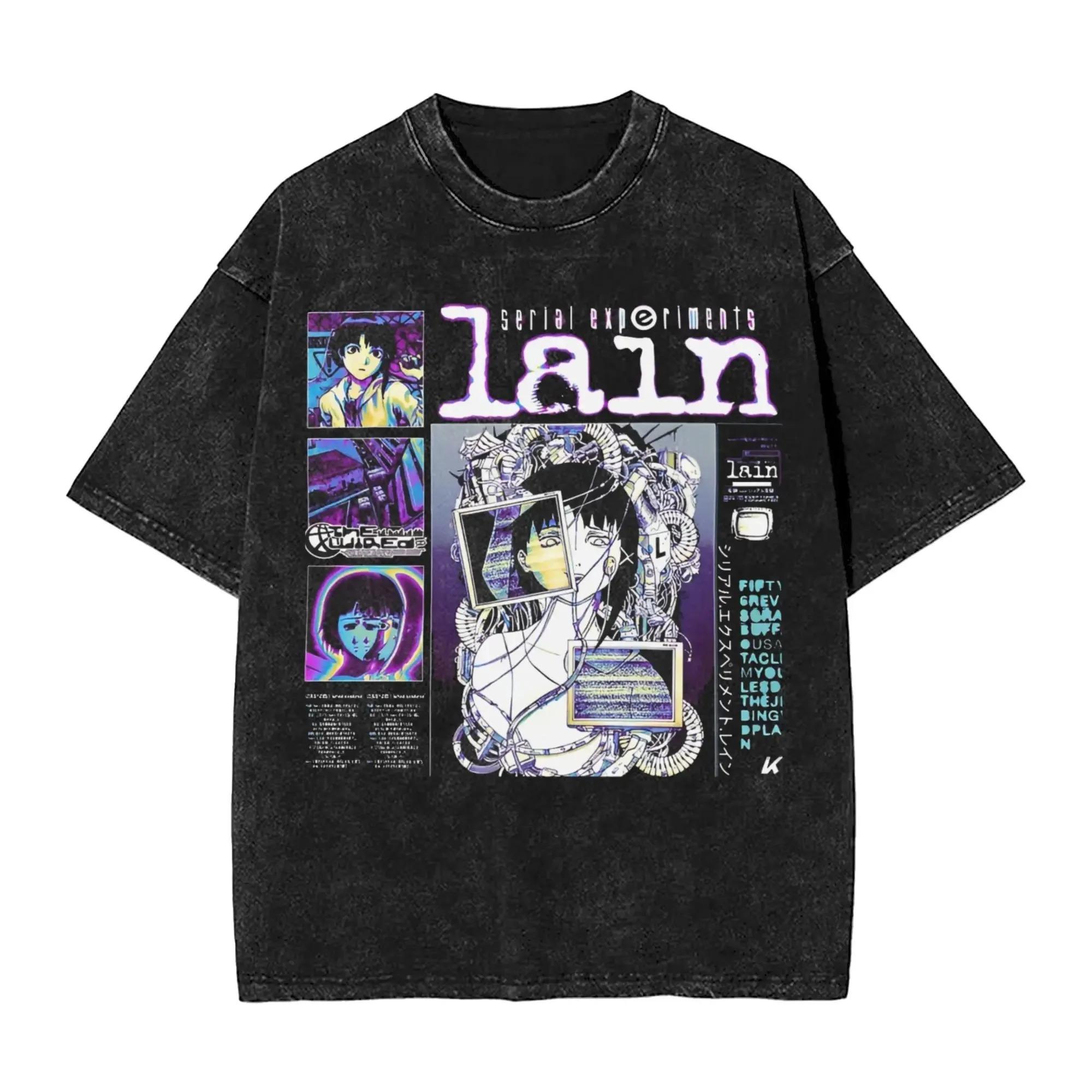 Serial Experiments Lain Iwakura Anime Graphic Unisex Heavy Cotton Vintage Streetwear T-Shirt L