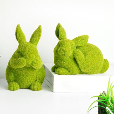 Velikonoční zajíček Figurka Zelený Flocking Králičí Socha Malá Realistická Králičí Soška