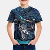 Summer Round Neck 3D Cool Motorcycle Printed Top Fashionable Casual Short Sleeved Children's Boy T-shirts