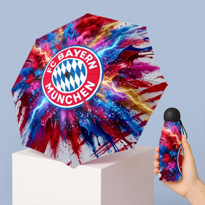 Mini parasol składany 5-krotny 8-żebrowy z nadrukiem wzoru Bayern Monachium, wiatroodporny, wodoodporny, lekki, przenośny