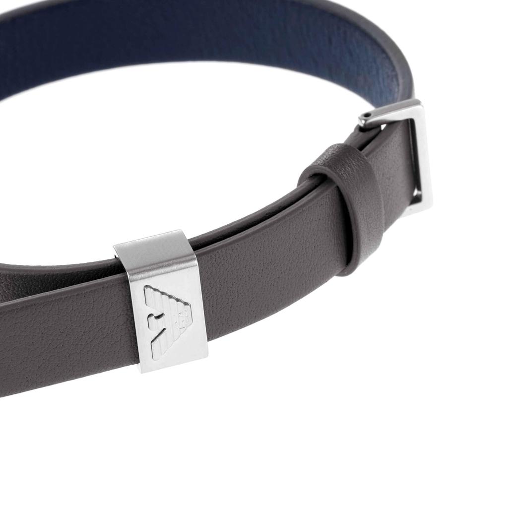 Emporio Armani Blue and Gray Leather Strap EGS2918040 Men's Bracelet,