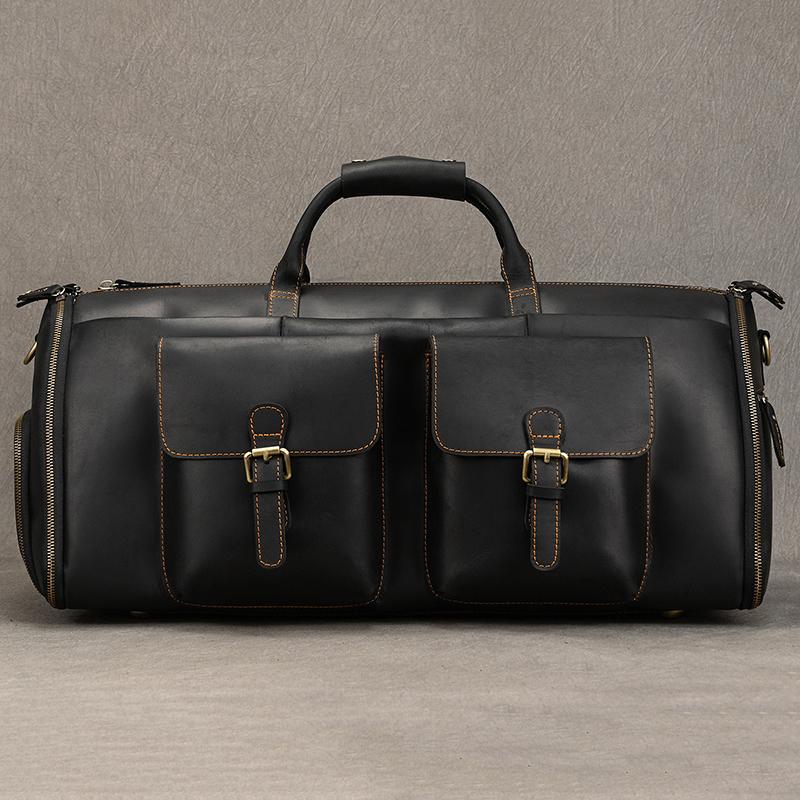Large Men's Duffle Bag Genuine Leather Travel Bags For Men Male Handbags Weekender Suit Bag On Luggage Luxury Handbag For Suits