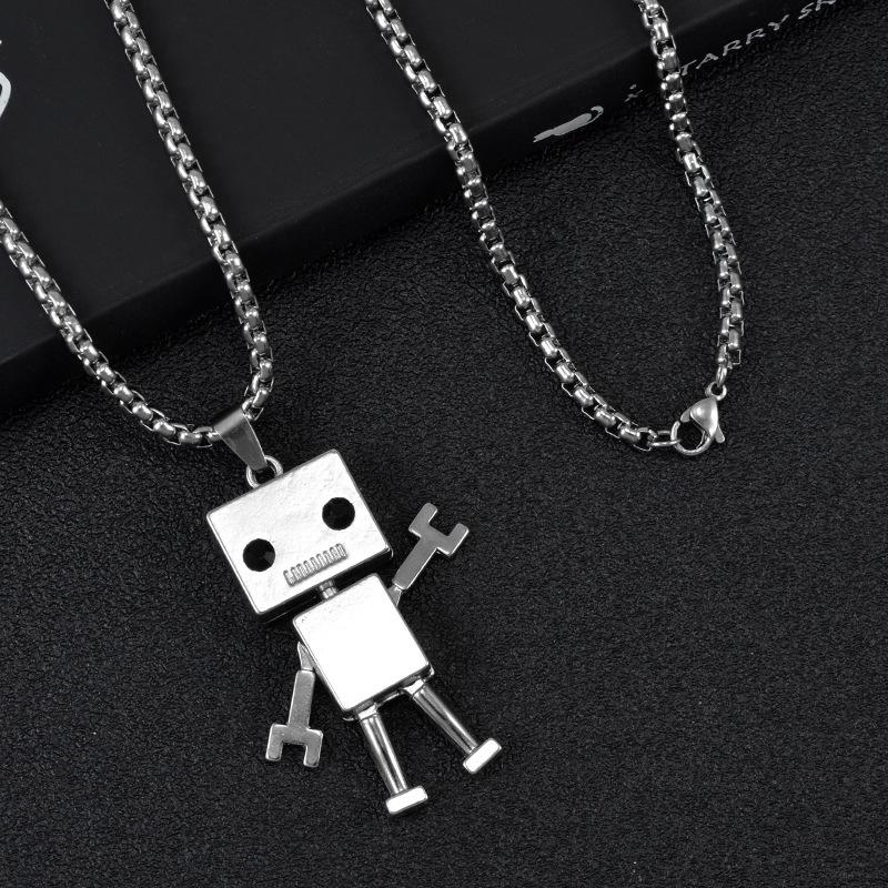 New Necklace Cool Man Cartoon Robot Fashion Trendy Masculine Pendant Pendant Pendant Decoration 60CM