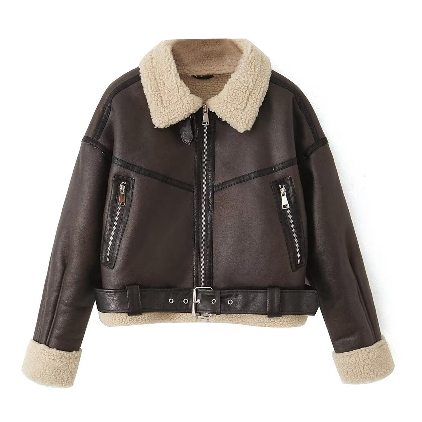 

Women s Length Down Padded Leather Jacket Long Quilted Jacket With Removable Fur-Collar L