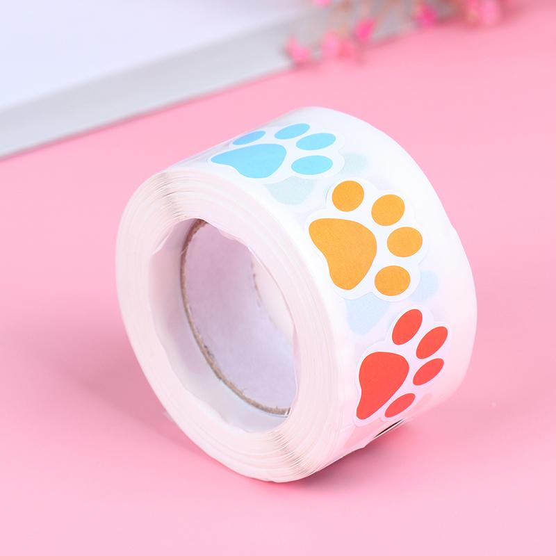 500Pcs Colorful Paw Print Stickers Dog Cat Paw Labels Stickers Reward Sticker