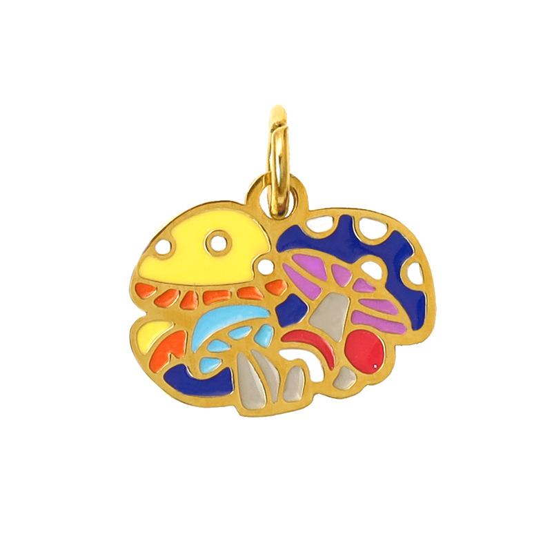 Summer On The New National Tide Does Not Fade Niche Dripping Oil Colored Mushroom Necklace Accessories Diy Design Pendant Female