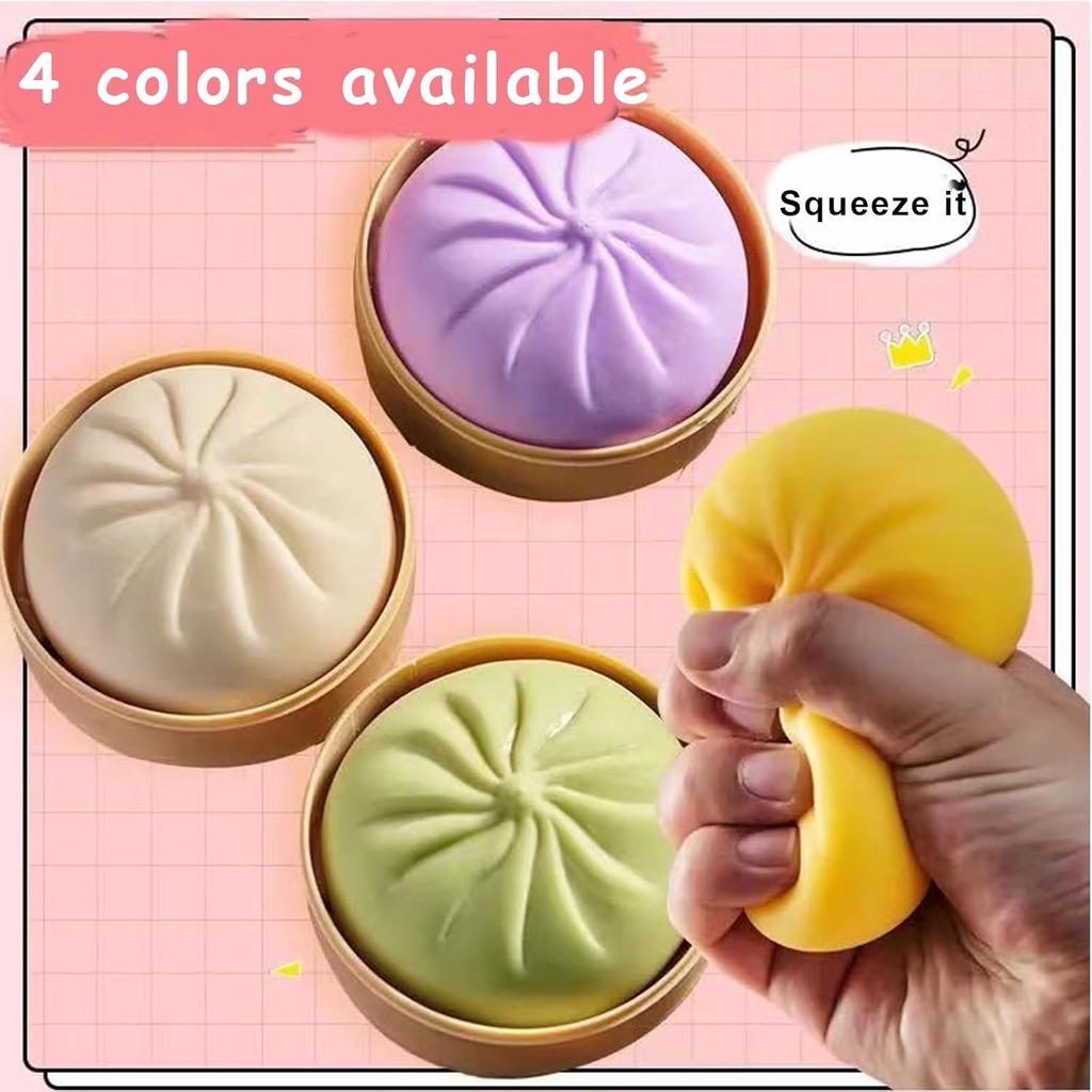 Colorful Squishy Dumpling Fidget Toy Soft Quick Rebound Steamed Stuffed Bun Stress Relief Sensory Toy For Anxiety Adhd Gift