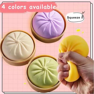 Colorful Squishy Dumpling Fidget Toy Soft Quick Rebound Steamed Stuffed Bun Stress Relief Sensory Toy For Anxiety Adhd Gift
