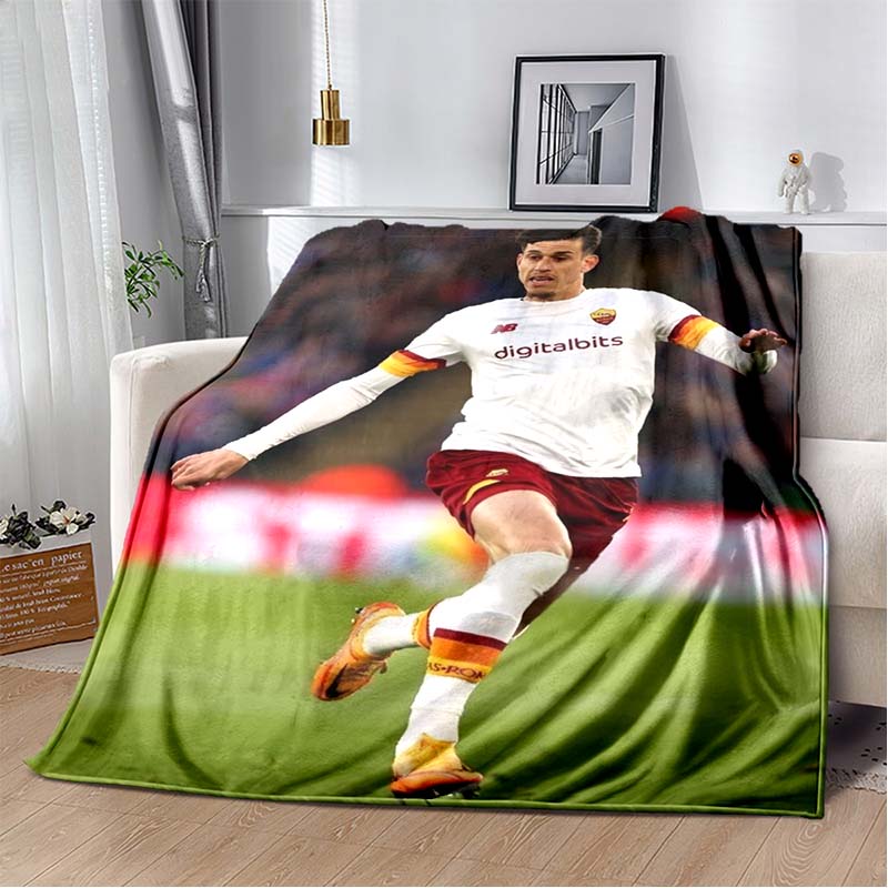 AS Roma Logo Lupacchiotta Scudo Stampa Verticale Bordeaux Oro Coperta Morbida in Flanella Calda Coperta Decorativa per Divano Letto Per i Tifosi di Calcio