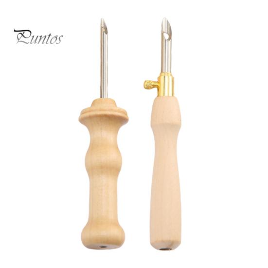 Embroidery Needle Wooden Handle Embroidery Punch Needle Pen Weaving Tool for DIY Craft Stitching Applique