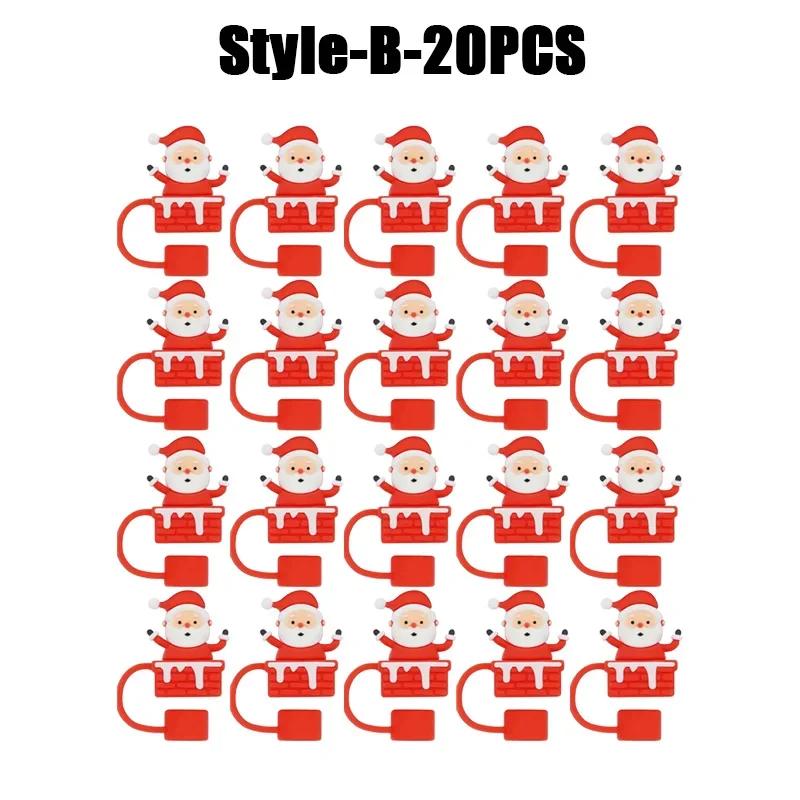 1-100PCSChristmasStraw DustCap 10mm Glass Straw Stopper Universal Water Bottle Reusable Cup Cover Accessories Holiday Party Gift