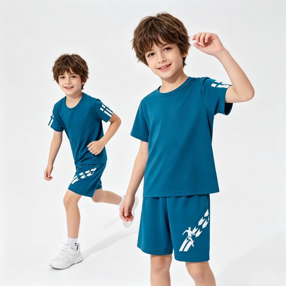 1 to 12 Years Boys Sport Suit Black Red Blue Child Boy Sportswear Football Basketball Clothes Sets T Shirt and Shorts Tracksuit