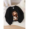 Kids Crewneck Sweatshirt, Whimsical Messy Hair Girl Graphic Print,Spring Autumn Casual Sport Tops