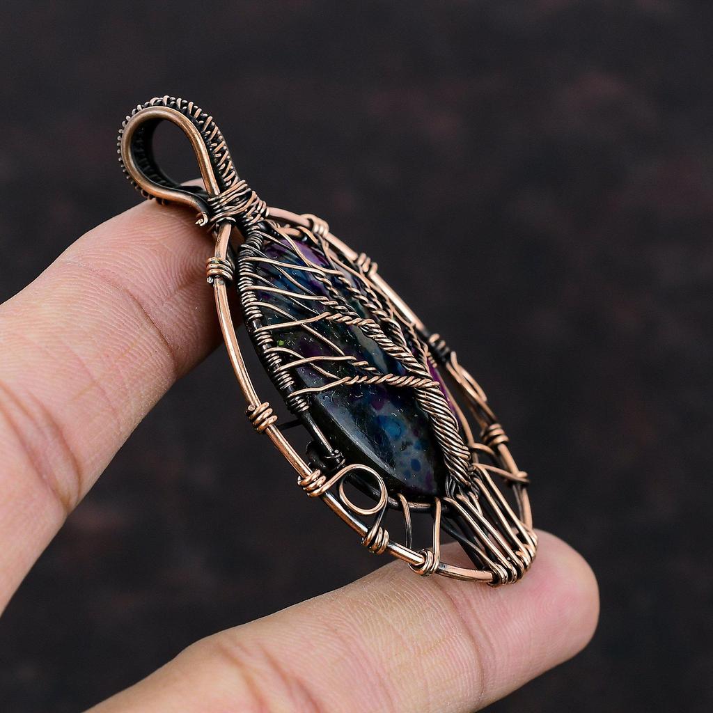 Tree Of Life Multi Fire Labradorite Pendant Copper Wire Wrapped Gemstone Pendant Handmade Pendant Amazing Copper Jewelry Gift For Engagement